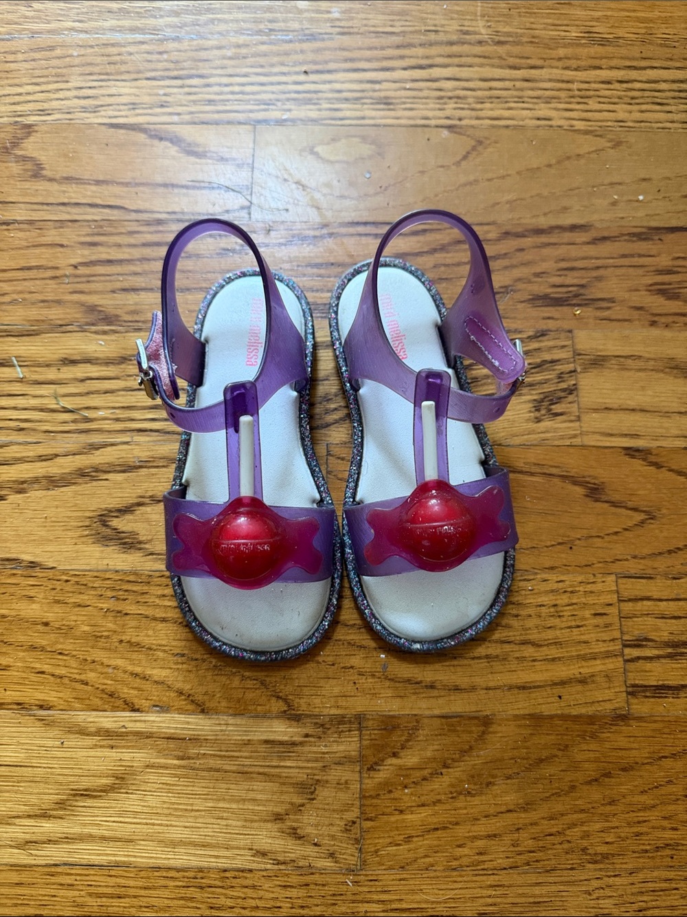 Mini Melissa Girls Purple and Red Jelly Strap Sandals - Kids